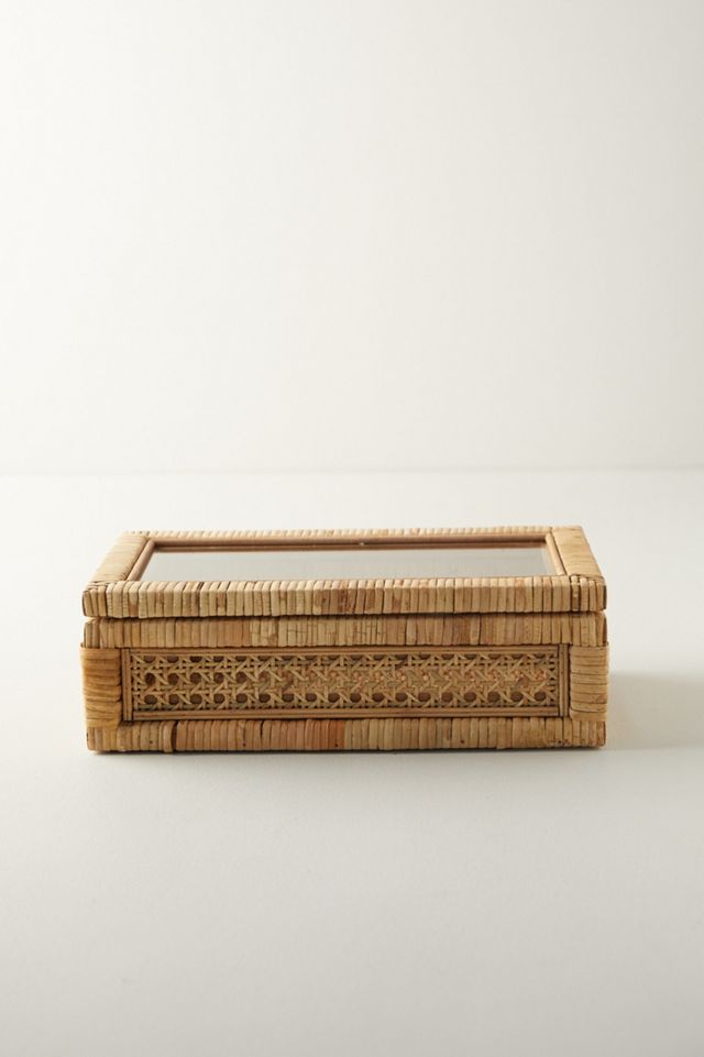 Rattan Box with Glass Lid #1