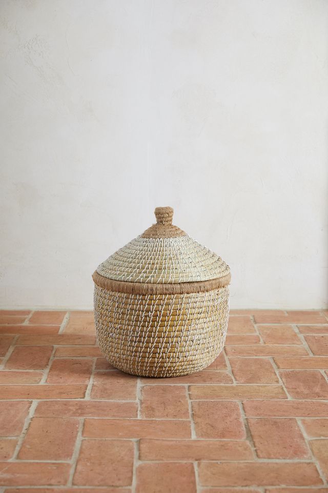 Round Lidded Seagrass Basket #3
