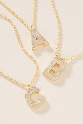 Deco Diamond Monogram Pendant Necklace