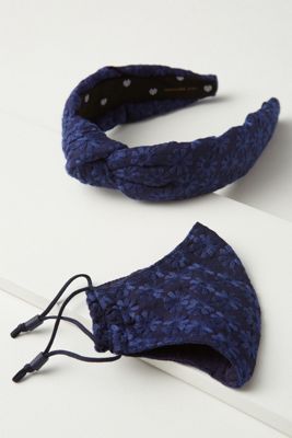 Lele Sadoughi Headband + Ear Loop Reusable Face Mask Set
