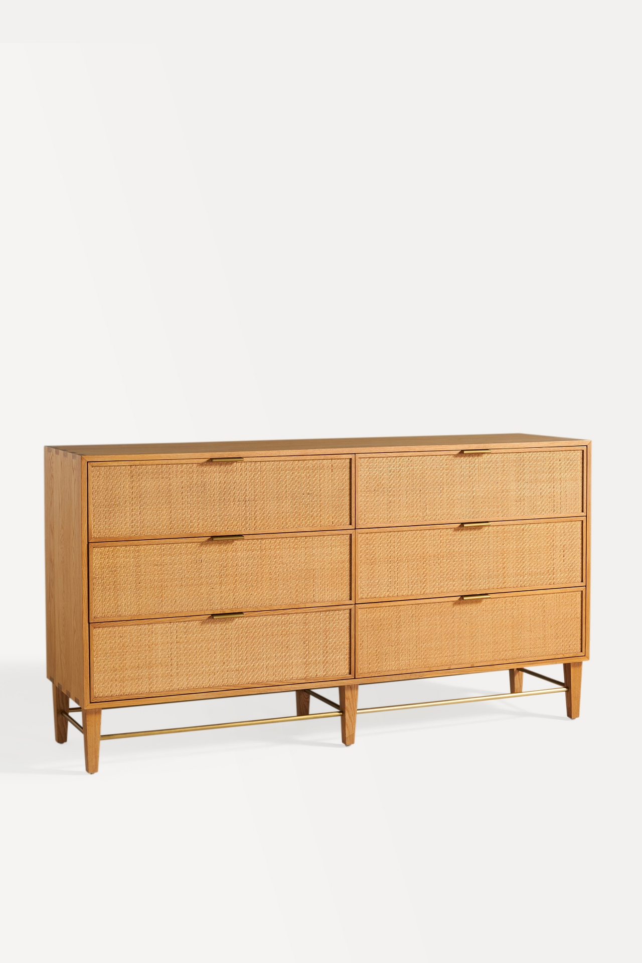 Wallace Cane and Oak Six-Drawer Dresser