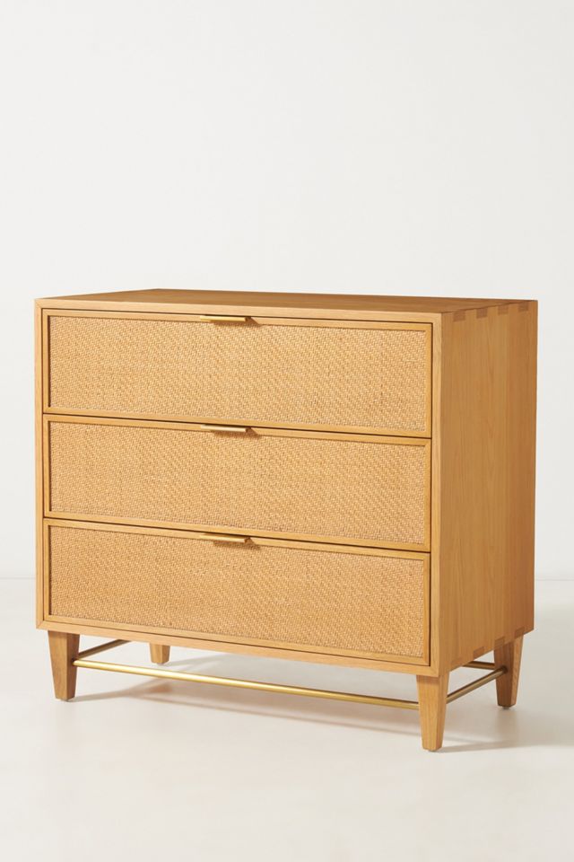 Wallace Cane and Oak Three-Drawer Dresser #1