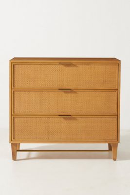 Wallace Cane and Oak Three-Drawer Dresser