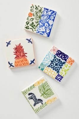 Azulejo Tile Coasters, Set of 4