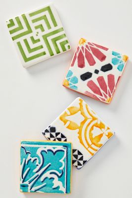 Azulejo Tile Coasters, Set of 4