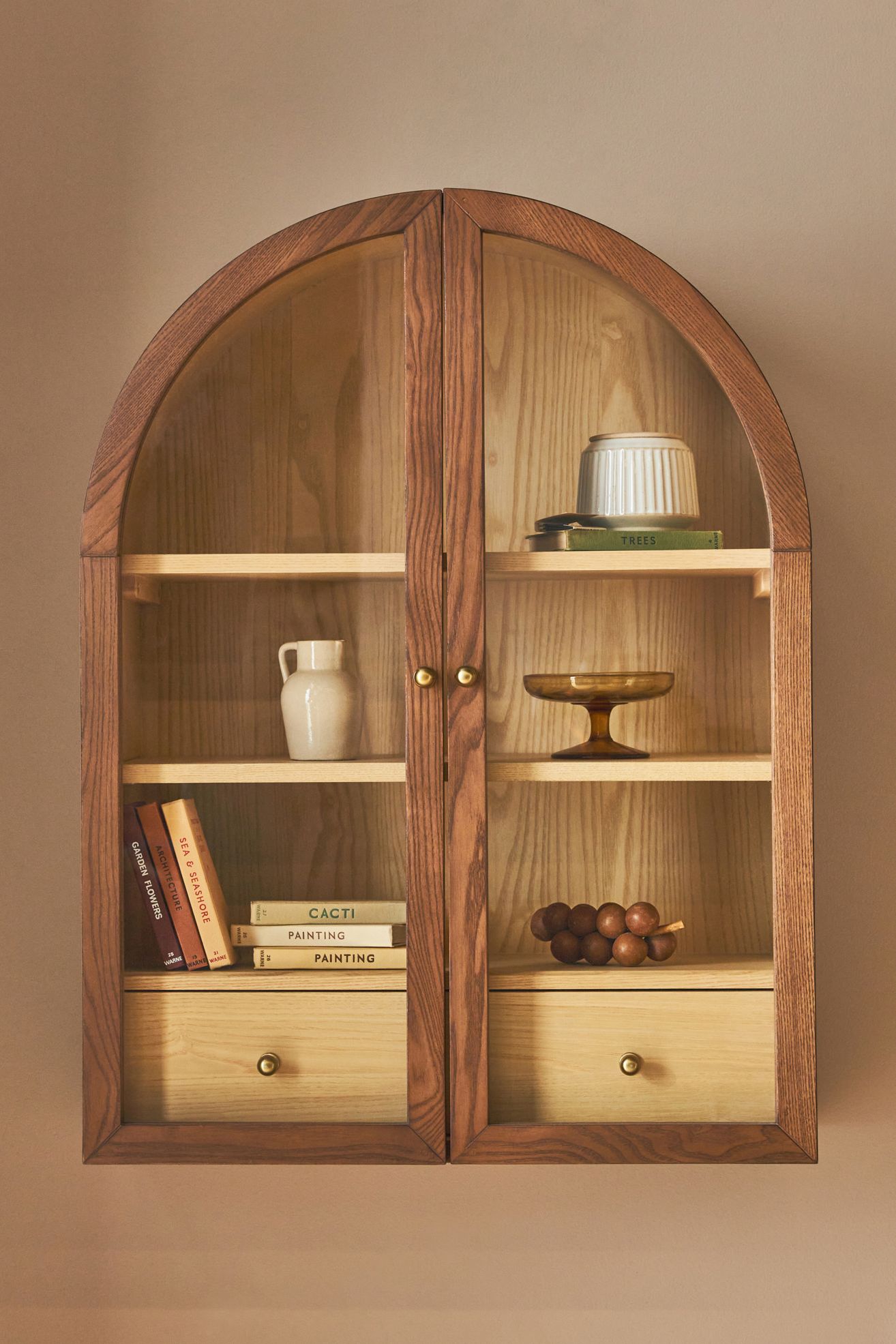 Fern Wood Arch Wall Cabinet - Natural Oak, L