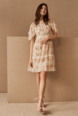 Needle & Thread Emma Ditsy Mini Dress In Beige | ModeSens