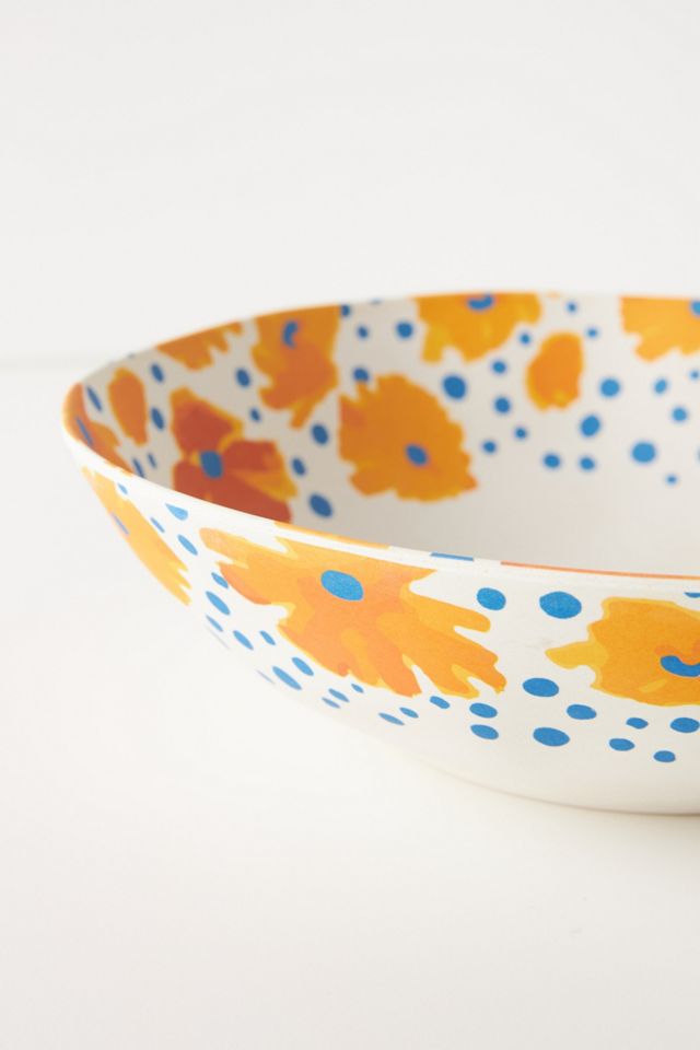 Vera for Anthropologie Poppies Bamboo Melamine Serving Bowl #1