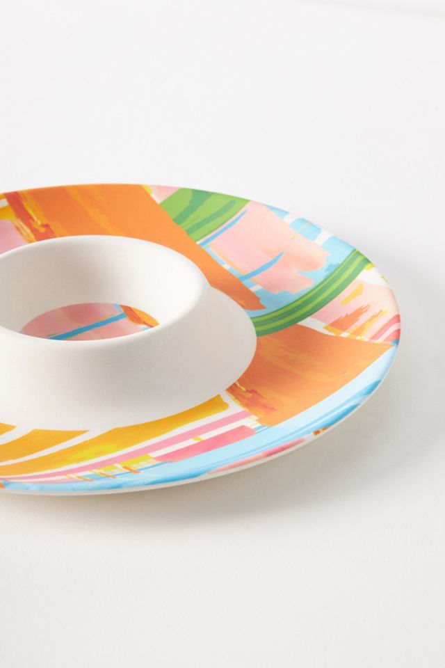 Vera for Anthropologie Plaid Bamboo Melamine Chip & Dip #1