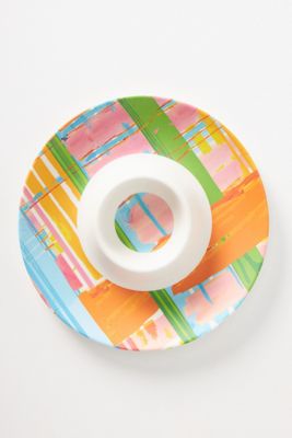 Vera for Anthropologie Plaid Bamboo Melamine Chip & Dip