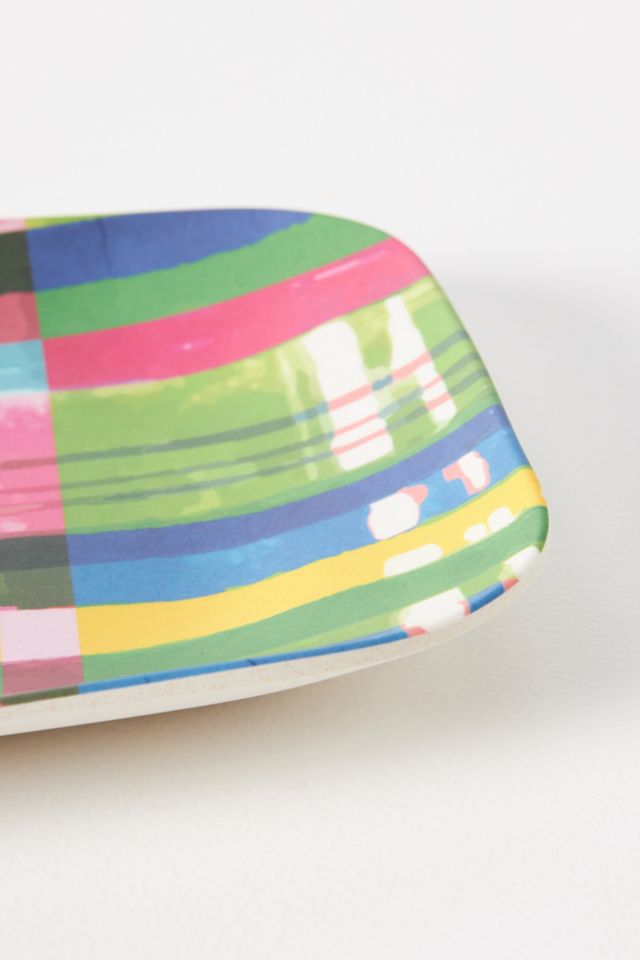 Vera for Anthropologie Plaid Bamboo Melamine Serving Platter #1