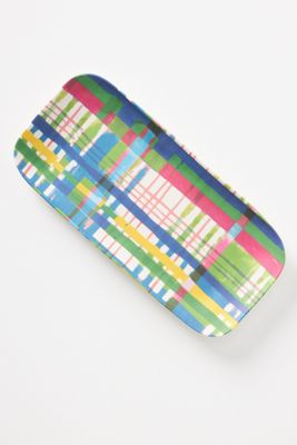 Vera for Anthropologie Plaid Bamboo Melamine Serving Platter