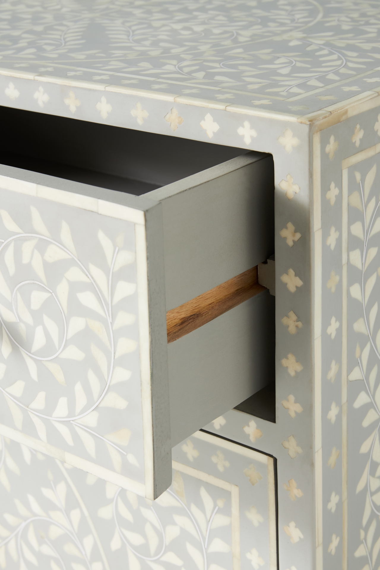 Scroll Vine Inlay Entryway Cabinet