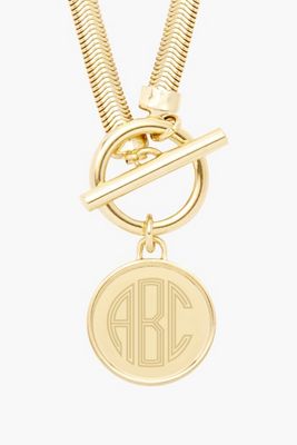 Brook & York Custom Monogram Herringbone Toggle Necklace