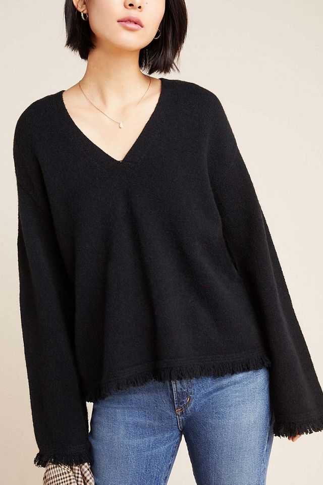 Joy Fringed V-Neck Sweater #1