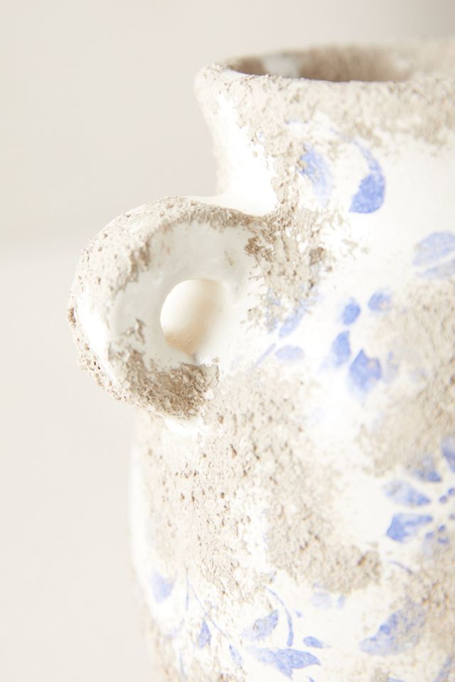 Distressed Blue Ditsy Floral Vase #5