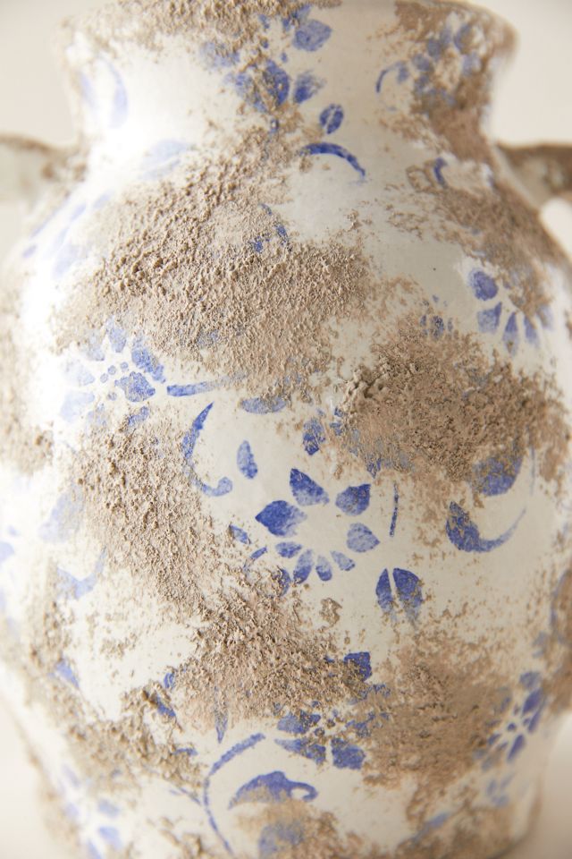 Distressed Blue Ditsy Floral Vase #6