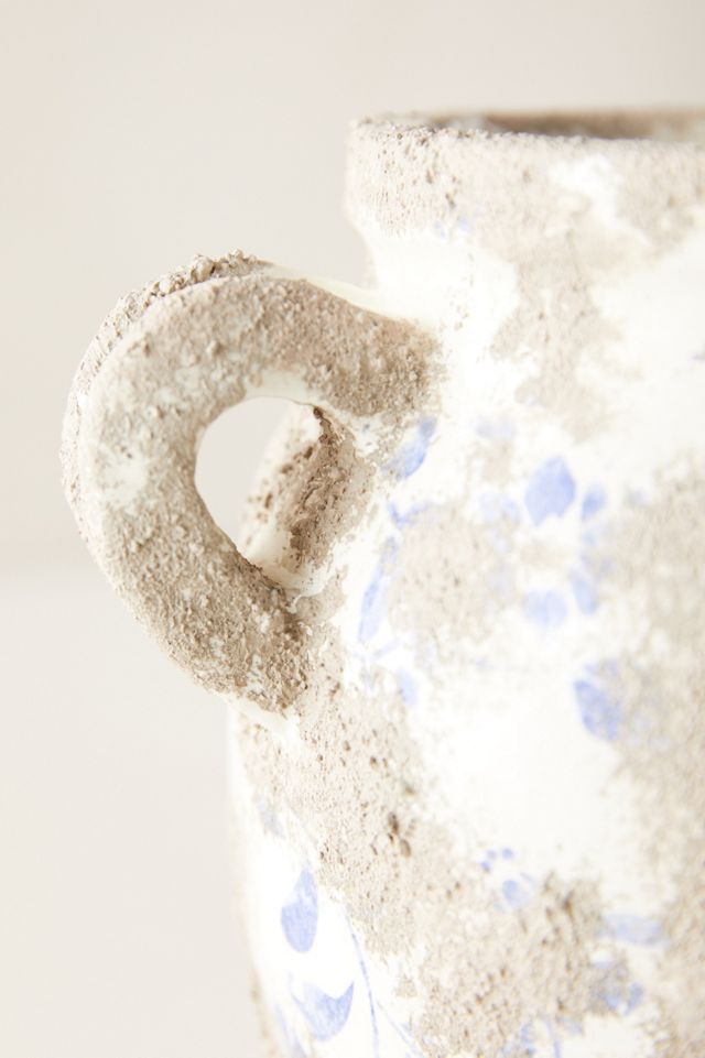 Distressed Blue Ditsy Floral Vase #7