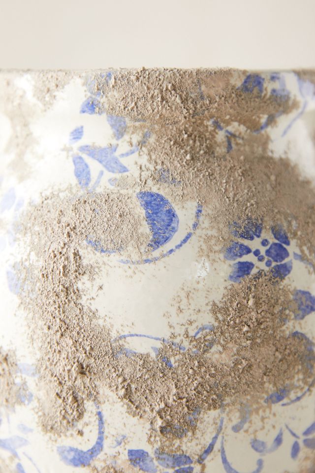 Distressed Blue Ditsy Floral Vase #8