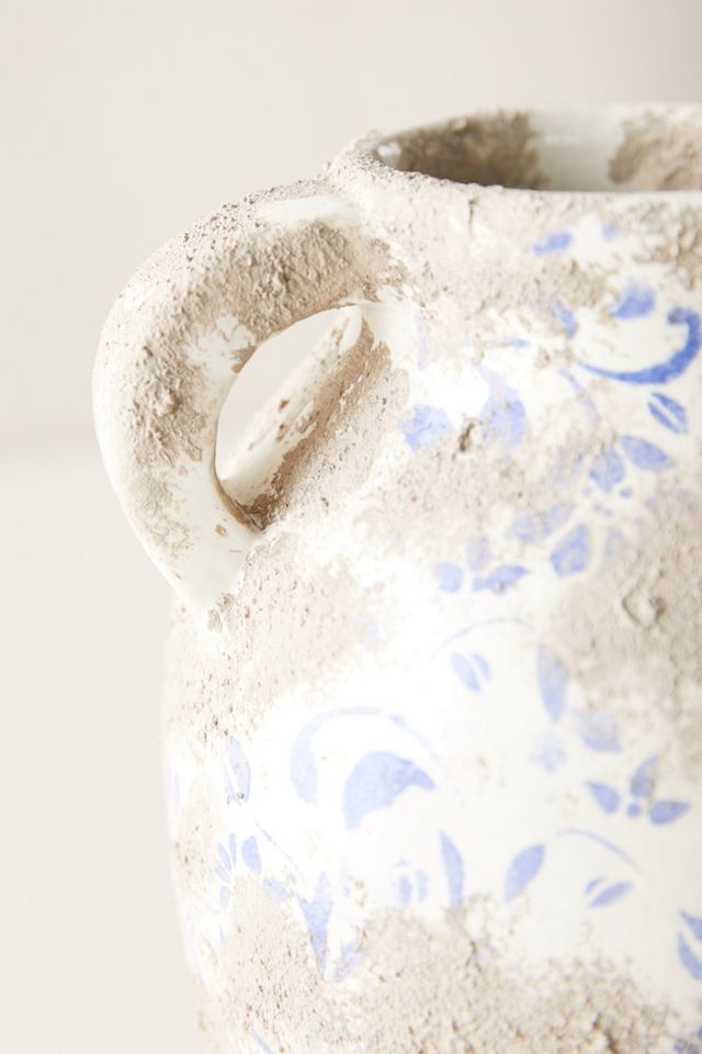 Distressed Blue Ditsy Floral Vase #9