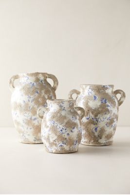 Distressed Blue Ditsy Floral Vase