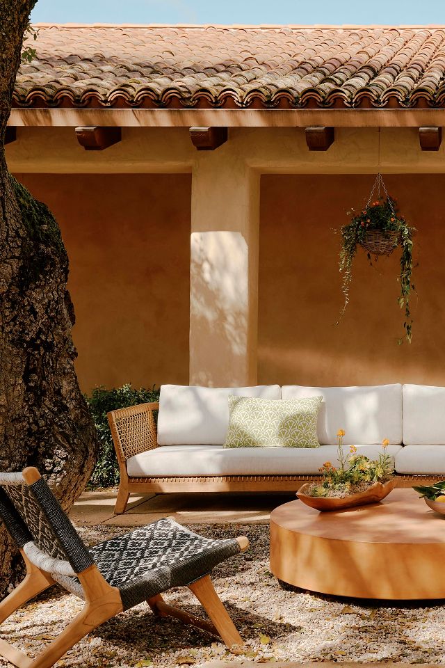 Sonoma Woven Teak Settee Left Arm Terrain