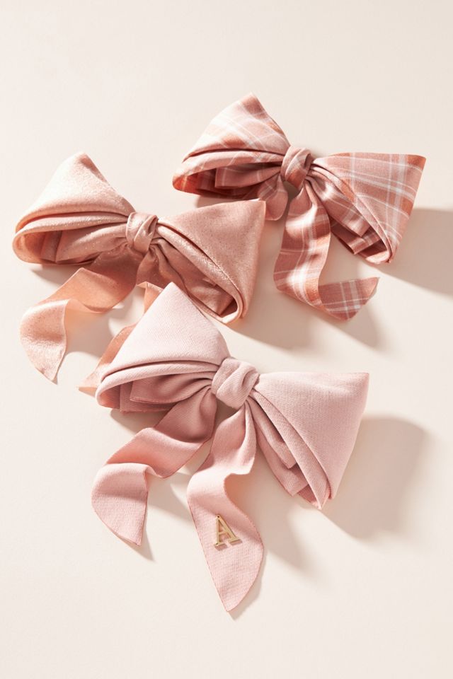 Monogram Bow Hair Clip Set | Anthropologie display picture 1