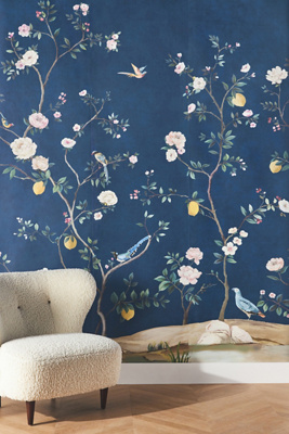 Anthropologie Blossom Chinoiserie Mural In Blue