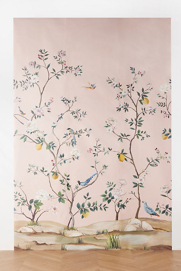 Anthropologie Blossom Chinoiserie Mural In Pink