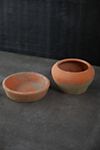 Earth Fired Clay Natural Curve Pots + Saucers, 2 Sizes Set #2