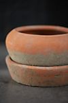 Earth Fired Clay Natural Curve Pots + Saucers, 2 Sizes Set #4