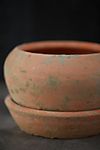 Earth Fired Clay Natural Curve Pots + Saucers, 2 Sizes Set #6