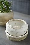 Earth Fired Clay White Curve Pots + Saucers, 2 Sizes Set #4