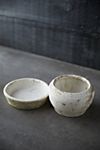 Earth Fired Clay White Curve Pots + Saucers, 2 Sizes Set #5