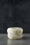Earth Fired Clay White Curve Pots + Saucers, 2 Sizes Set #3