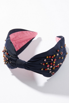 Anthropologie NamJosh Rainbow Embellished Headband in Moss Green Army Green Headband – Namjosh main image 4