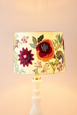 Ornate Flower Embroidered Drum Lamp Shade