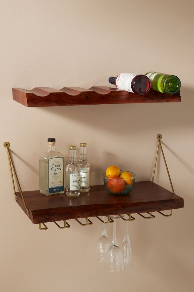 Live Edge Floating Wine Rack