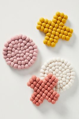 Heartfelt by Anthropologie Felted Wool Coasters, Set of 4