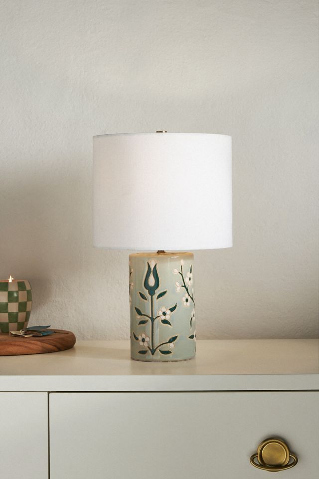 Mabelle Cotton Shade Ceramic Table Lamp #1