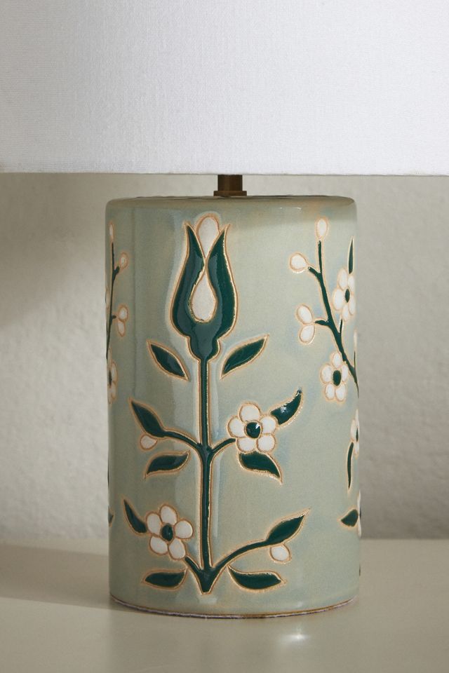 Mabelle Cotton Shade Ceramic Table Lamp #2