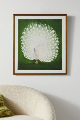 White Peacock Bird Wall Art