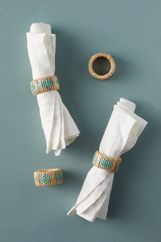 Geo Rattan Napkin Rings, Set of 4 #1