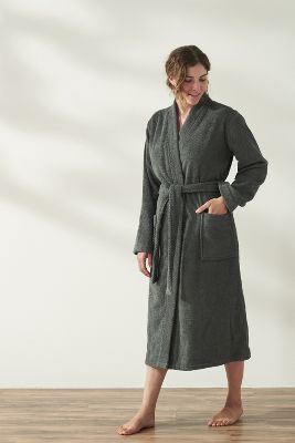 Shop Coyuchi Unisex Air Weight Organic Robe In Grey