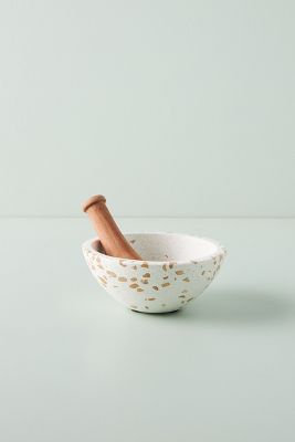 Marble Mortar and Pestle Set by Anthropologie in Black