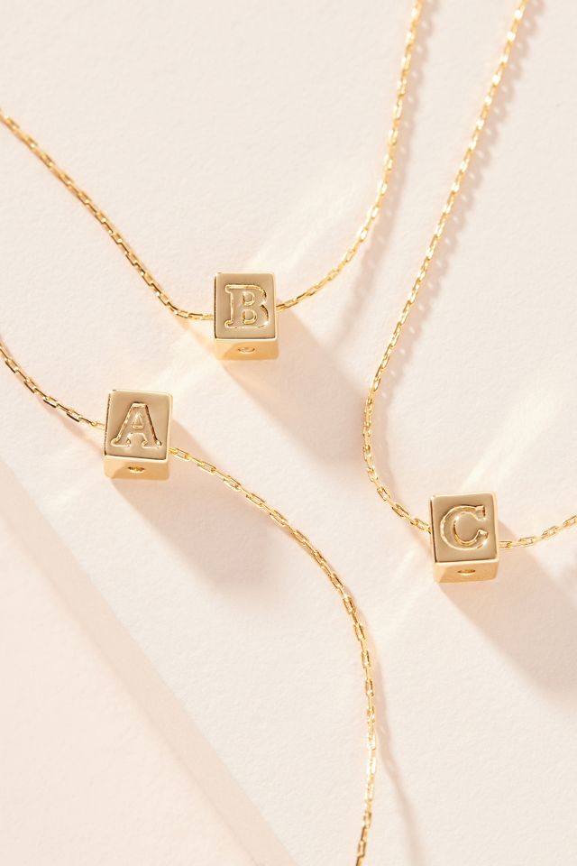 Square monogram deals necklace