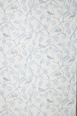 Crossbill Light Blue Floral Bird Wallpaper - Thumbnail 5