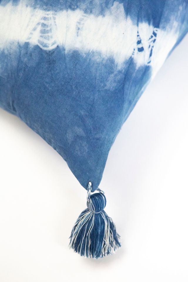 Archive New York Indigo Shibori Diagonal Tassel Pillow #1