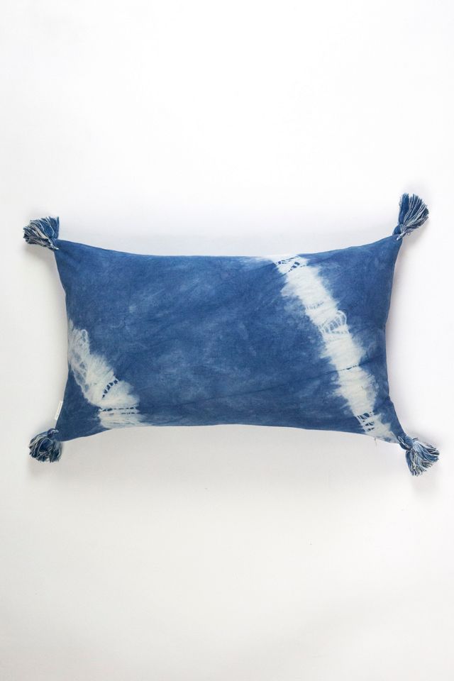 Archive New York Indigo Shibori Diagonal Tassel Pillow #2