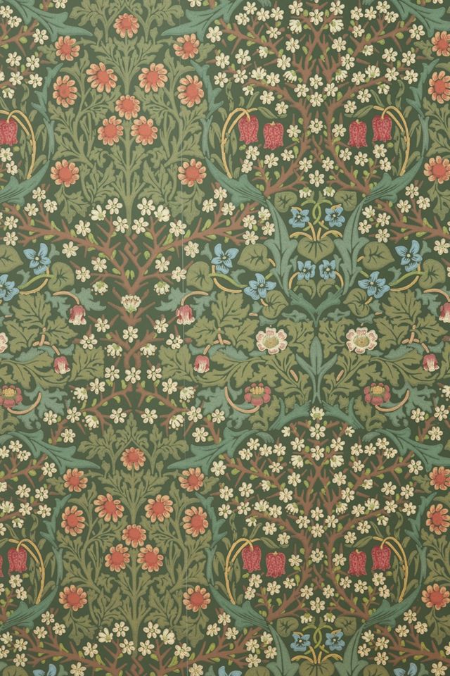 Morris & Co. Blackthorn Floral Green Wallpaper #2